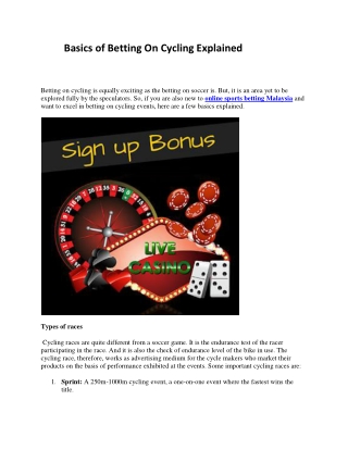 Basics of Betting On Cycling Explained