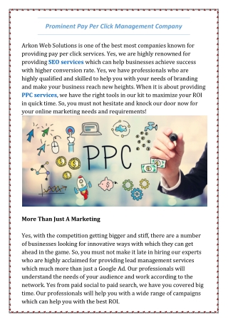 Pay Per Click Management | PPC Services - Arkon Web Solutions