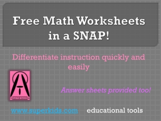 Free Math Worksheets in a SNAP!