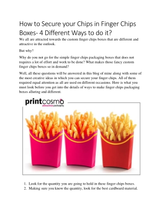 How to Secure your Chips in Finger Chips Boxes