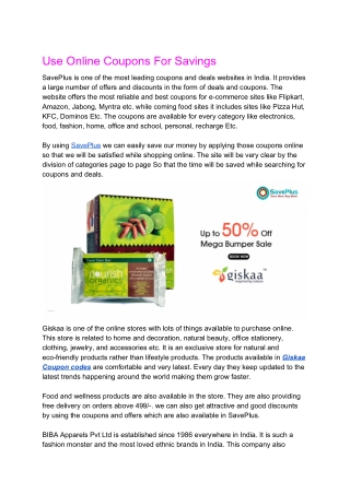 Use Online Coupons For Savings