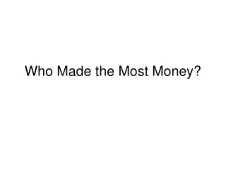 Who Made the Most Money?