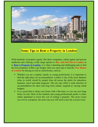 Rent a Property in London , Residential Property for Sale in London
