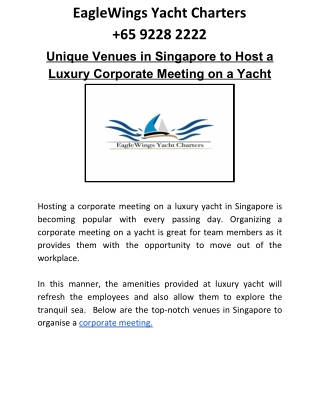 Singapore Best Venues for Hosting a Luxury Corporate Meeting