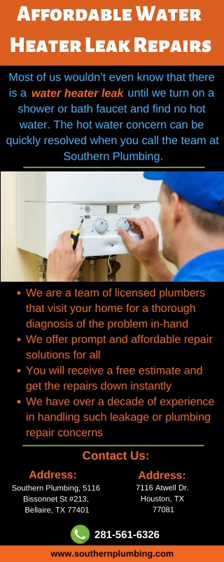 Affordable Water Heater Leak Repairs