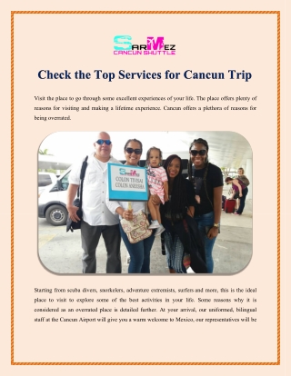 Check the Top Services for Cancun Trip