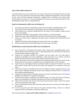 why is printer offline windows 10 occurs: How to resolve it easily
