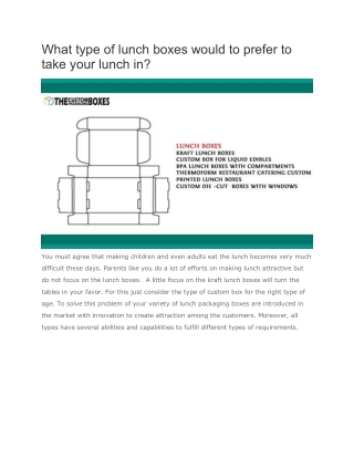 What type of lunch boxes would to prefer to take your lunch in?