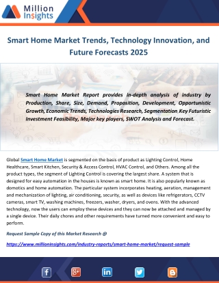 Smart Home Market Trends, Technology Innovation, and Future Forecasts 2025