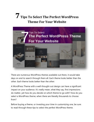 7 Tips To Select The Perfect WordPress Theme For Your Website