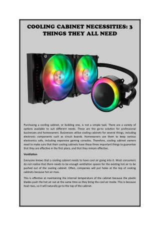 COOLING CABINET NECESSITIES: 3 THINGS THEY ALL NEED