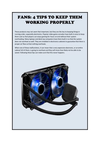 FANS: 4 TIPS TO KEEP THEM WORKING PROPERLY