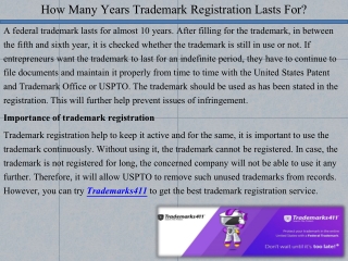 How Many Years Trademark Registration Lasts For?
