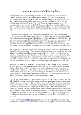 Useful Information on Self Raising Flour