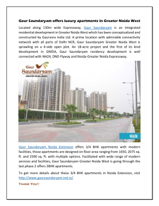 Gaur Saundaryam offers luxury apartments in Greater Noida West