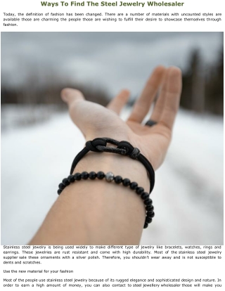 Ways To Find The Steel Jewelry Wholesaler