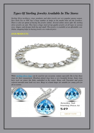 Types Of Sterling Jewelry Available In The Stores