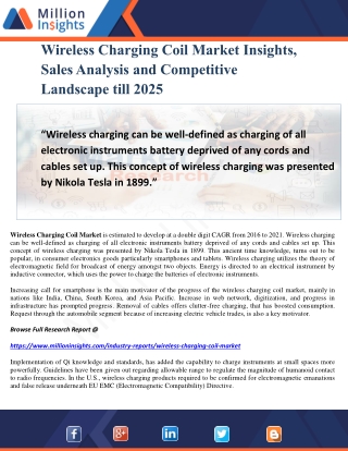 Wireless Charging Coil Market Insights, Sales Analysis and Competitive Landscape till 2025