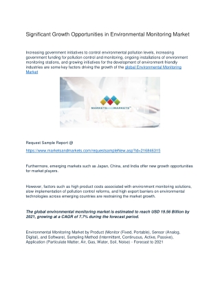 Significant Growth Opportunities in Environmental Monitoring Market