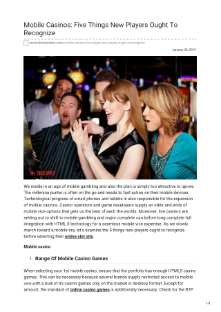 Mobile Casinos: Five Things New Players Ought To Recognize