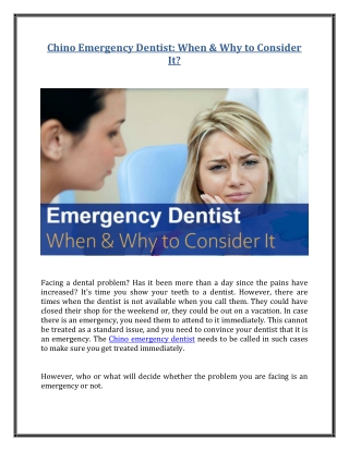 Chino Emergency Dentist: When & Why to Consider It