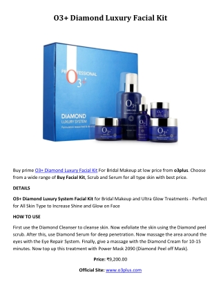 O3 Diamond Luxury Facial Kit