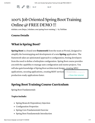 Spring Boot Training in India & USA - FREE DEMO