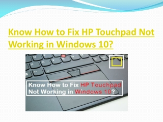 Know How to Fix HP Touchpad Not Working in Windows 10?