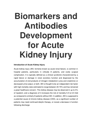 biomarkers of acute kidney injury