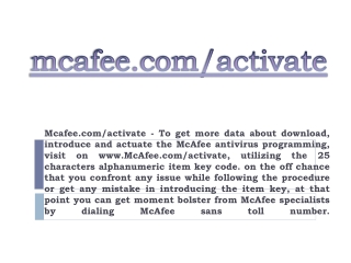 MCAFEE.COM/ACTIVATE- MCAFEE DOWNLOAD ACTIVATION HELP