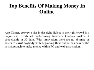 Top Benefits Of Making Money In Online