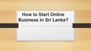 How To Start Online Business in Sri Lanka