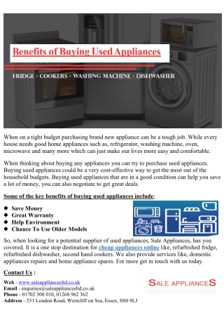 Benefits of buying used appliances