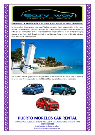 Rivera Maya Car Rental – Make Your Trip To Rivera Maya A Thousand Times Better!