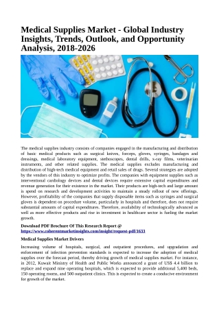 Medical Supplies Market - Global Industry Insights, Trends, Outlook, and Opportunity Analysis, 2018-2026