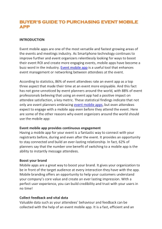 BUYER’S GUIDE TO PURCHASING EVENT MOBILE APP