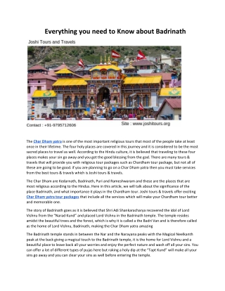 Everything you need to Know about Badrinath