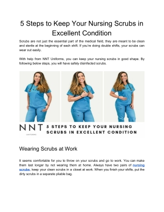 5 Steps to Keep Your Nursing Scrubs in Excellent Condition