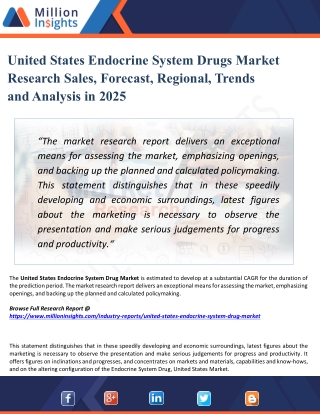 United States Endocrine System Drugs Market Research Sales,Forecast,Regional,Trends and Analysis in 2025