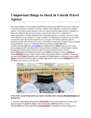 3 important things to check in Umrah Travel Agency