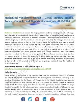 Mechanical Ventilators Market - Global Industry Insights, Trends, Outlook, and Opportunity Analysis, 2018-2026