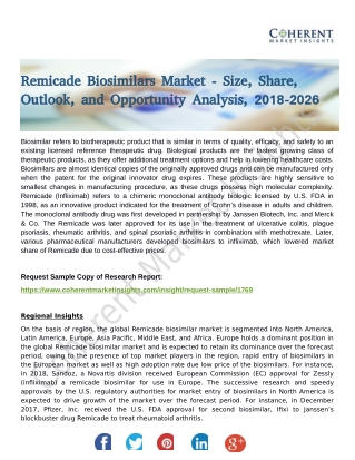 Remicade Biosimilars Market - Size, Share, Outlook, and Opportunity Analysis, 2018-2026