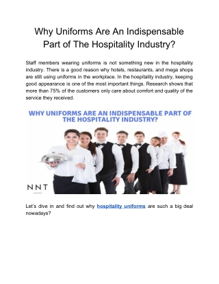 Why Uniforms Are An Indispensable Part of The Hospitality Industry?