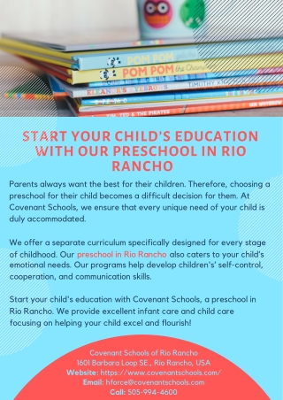 Start your Child’s Education with Our Preschool in Rio Rancho