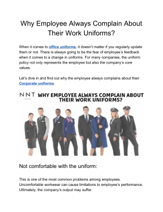 Why Employee always complain about Work Uniforms ?