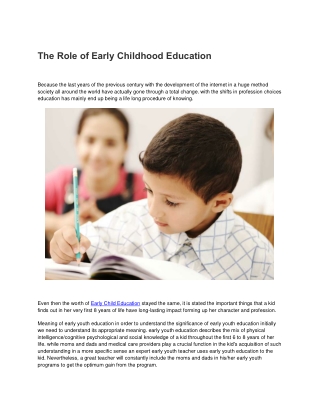 The Role of Early Childhood Education