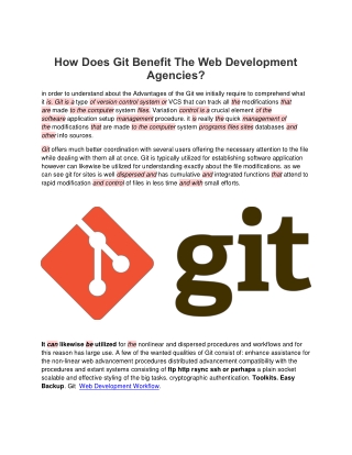 How Does Git Benefit The Web Development Agencies?