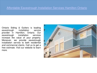 Eavestrough Installation Hamilton Ontario