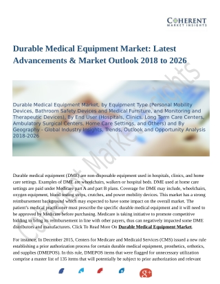 Durable Medical Equipment Market Trends Research And Projections For 2018-2026