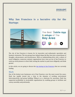 Why San Francisco is a lucrative city for the startups